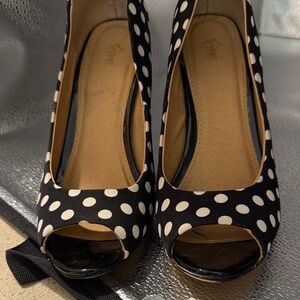 Fioni Polka Dot Peep Toe Heels